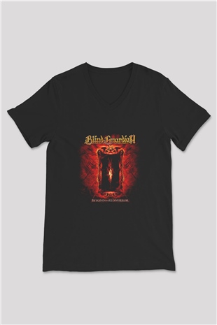 Blind Guardian Baskılı Unisex Siyah V Yaka Tişört