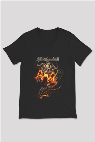 Blind Guardian Siyah Unisex V Yaka Tişört T-Shirt
