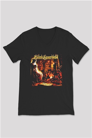 Blind Guardian Siyah Unisex V Yaka Tişört T-Shirt
