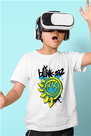 Blink 182 Baskılı Beyaz Unisex Çocuk Tişört