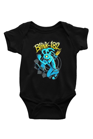 Blink 182 Baskılı Siyah Bebek Body - Zıbın