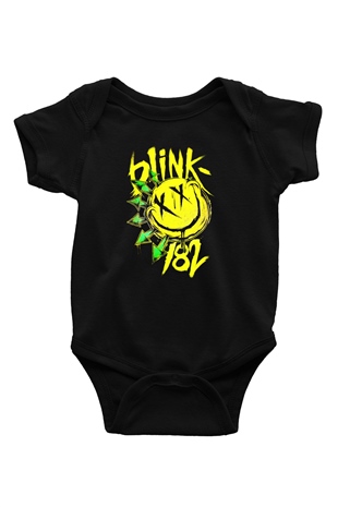 Blink 182 Baskılı Siyah Bebek Body - Zıbın