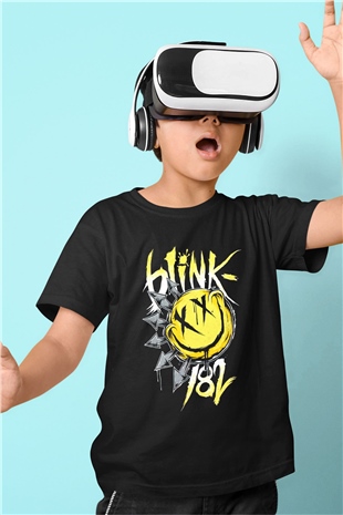 Blink 182 Baskılı Siyah Unisex Çocuk Tişört
