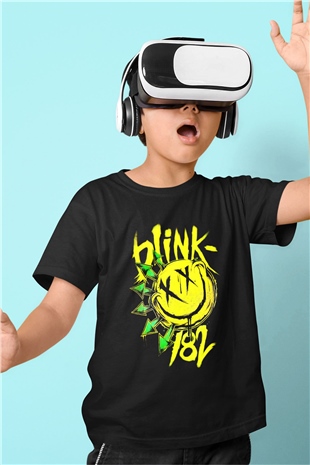 Blink 182 Baskılı Siyah Unisex Çocuk Tişört