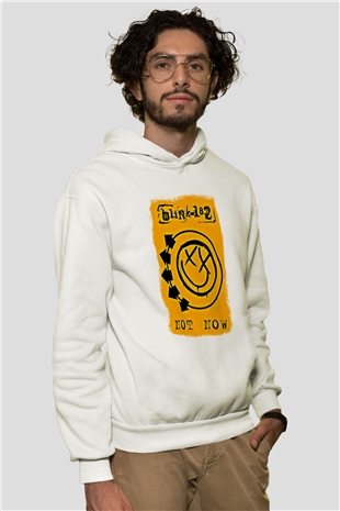 Blink-182 Baskılı Unisex Beyaz Hoodie