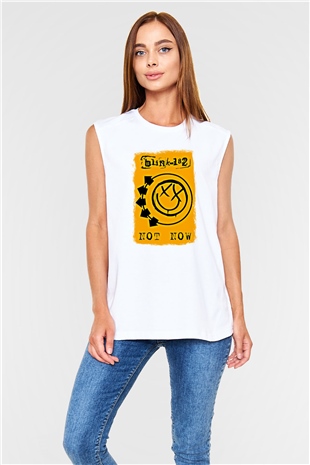 Blink-182 Baskılı Unisex Beyaz Kolsuz Tişört