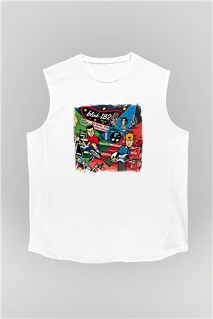 Blink-182 Baskılı Unisex Beyaz Kolsuz Tişört