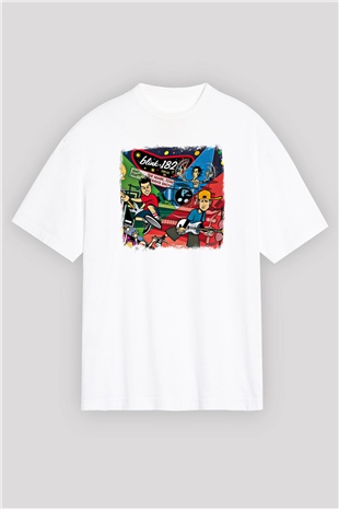 Blink-182 Baskılı Unisex Beyaz Oversize Tişört