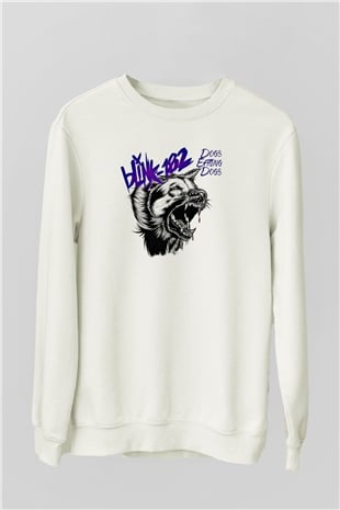 Blink-182 Baskılı Unisex Beyaz Sweatshirt