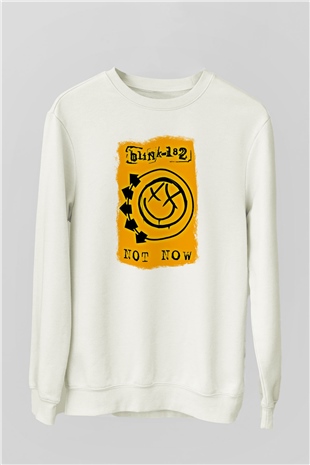 Blink-182 Baskılı Unisex Beyaz Sweatshirt