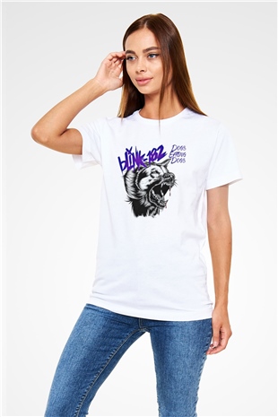 Blink-182 Baskılı Unisex Beyaz Tişört