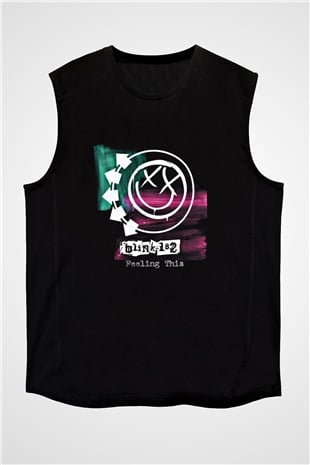 Blink-182 Baskılı Unisex Siyah Kolsuz Tişört