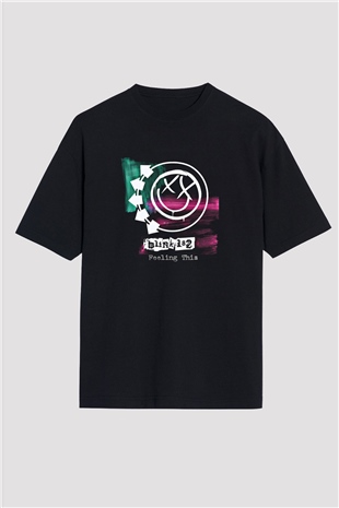 Blink-182 Baskılı Unisex Siyah Oversize Tişört