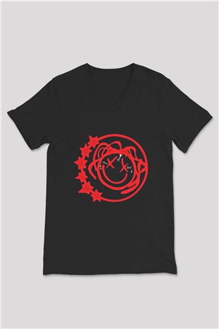 Blink-182 Baskılı Unisex Siyah V Yaka Tişört