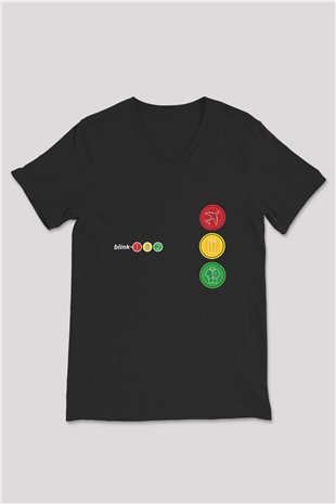 Blink-182 Baskılı Unisex Siyah V Yaka Tişört