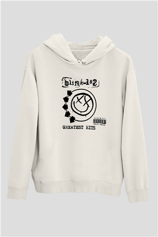 Blink 182 Beyaz Unisex Kapşonlu Sweatshirt