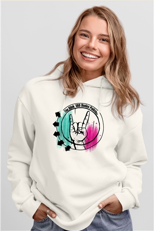 Blink 182 Beyaz Unisex Kapüşonlu Sweatshirt