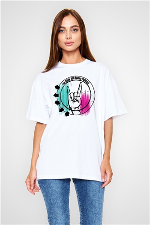 Blink 182 Beyaz Oversize Tişört Oversize T-shirt - TişörtFabrikası