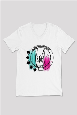 Blink 182 Beyaz Unisex V Yaka Tişört