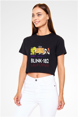 Blink 182 Siyah Crop Top Tişört