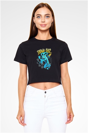 Blink 182 Siyah Crop Top Tişört