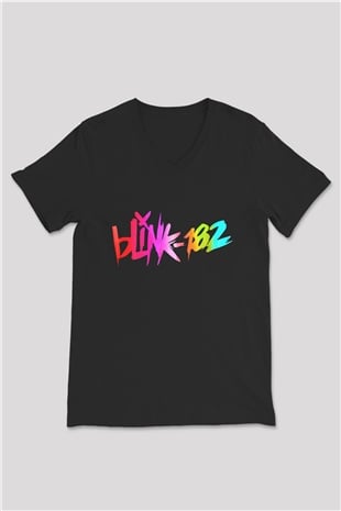 Blink 182 Siyah Unisex V Yaka Tişört
