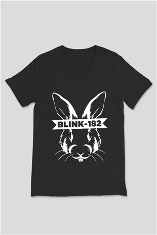 Blink 182 Siyah Unisex V Yaka Tişört