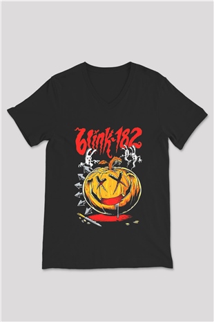 Blink 182 Siyah Unisex V Yaka Tişört T-Shirt