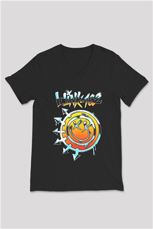 Blink 182 Siyah Unisex V Yaka Tişört T-Shirt