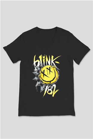 Blink 182 Siyah Unisex V Yaka Tişört T-Shirt