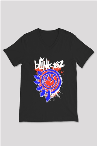 Blink 182 Siyah Unisex V Yaka Tişört T-Shirt