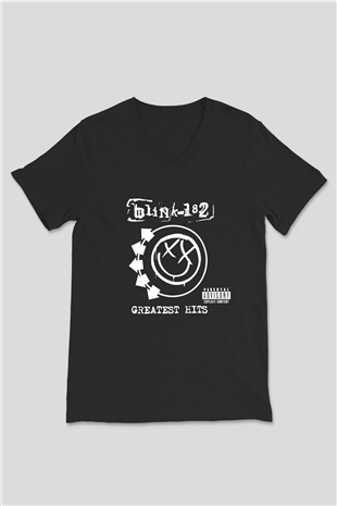 Blink 182 Siyah Unisex V Yaka Tişört T-Shirt