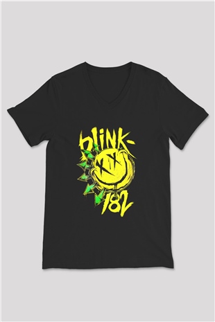 Blink 182 Siyah Unisex V Yaka Tişört T-Shirt