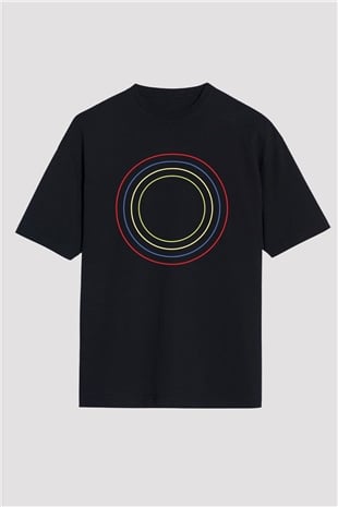 Bloc Party Baskılı Unisex Siyah Oversize Tişört