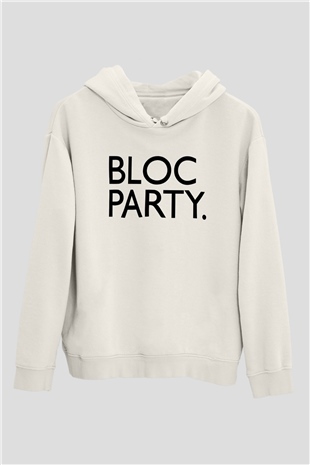 Bloc Party Beyaz Unisex Kapşonlu Sweatshirt