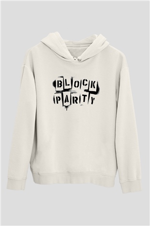 Bloc Party Beyaz Unisex Kapüşonlu Sweatshirt