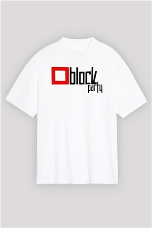 Bloc Party Beyaz Oversize Tişört Oversize T-shirt - TişörtFabrikası
