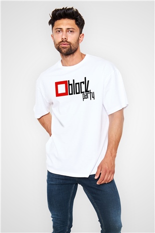 Bloc Party Beyaz Oversize Tişört Oversize T-shirt - TişörtFabrikası