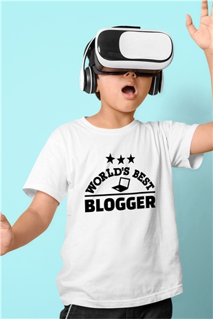 Blogger Beyaz Unisex Çocuk Tişört