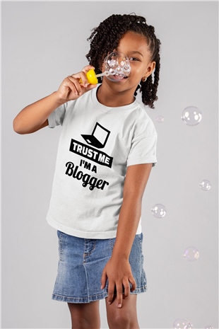 Blogger Beyaz Unisex Çocuk Tişört
