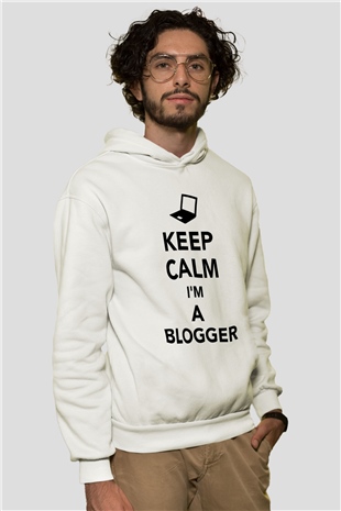 Blogger Beyaz Unisex Kapüşonlu Sweatshirt