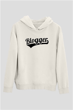Blogger Beyaz Unisex Kapüşonlu Sweatshirt