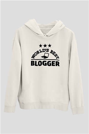 Blogger Beyaz Unisex Kapüşonlu Sweatshirt