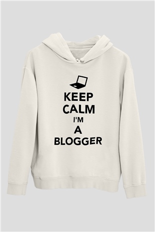 Blogger Beyaz Unisex Kapüşonlu Sweatshirt