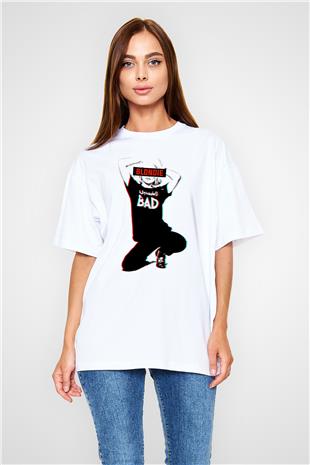 Blondie - Debbie Harry Baskılı Beyaz Unisex Oversize Tişört - Tshirt