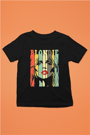 Blondie - Debbie Harry Baskılı Unisex Siyah Çocuk Tişört - Tshirt
