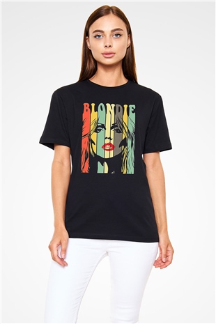 Blondie - Debbie Harry Baskılı Unisex Siyah Tişört - Tshirt