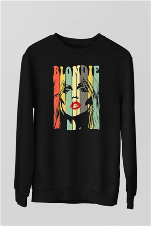 Blondie - Debbie Harry Baskılı Unisex Siyah Sweatshirt