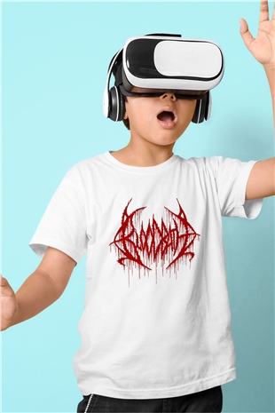 Bloodbath Baskılı Beyaz Unisex Çocuk Tişört