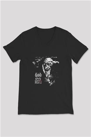 Bloodbath Baskılı Unisex Siyah V Yaka Tişört